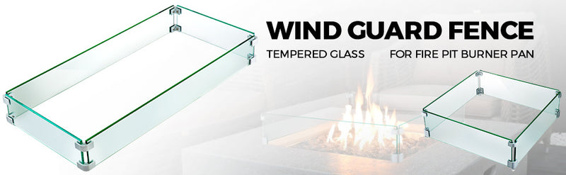 Multi-size Outdoor Fire Pit Wind Guard with 6 Mm Thickness Tempered Glass Clear Fireglass