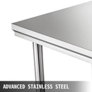 Professional Stainless Steel Kitchen Prep Work Table Loads Up 500LBS(Top) 220LBS(Under)