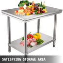 Professional Stainless Steel Kitchen Prep Work Table Loads Up 500LBS(Top) 220LBS(Under)