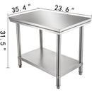 Professional Stainless Steel Kitchen Prep Work Table Loads Up 500LBS(Top) 220LBS(Under)