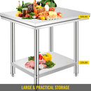Professional Stainless Steel Kitchen Prep Work Table Loads Up 500LBS(Top) 220LBS(Under)