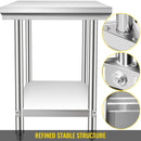 Professional Stainless Steel Kitchen Prep Work Table Loads Up 500LBS(Top) 220LBS(Under)