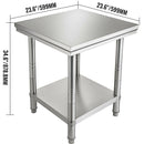 Professional Stainless Steel Kitchen Prep Work Table Loads Up 500LBS(Top) 220LBS(Under)