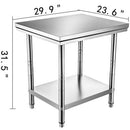 Professional Stainless Steel Kitchen Prep Work Table Loads Up 500LBS(Top) 220LBS(Under)