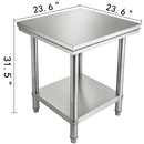 Professional Stainless Steel Kitchen Prep Work Table Loads Up 500LBS(Top) 220LBS(Under)