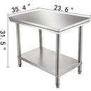 Professional Stainless Steel Kitchen Prep Work Table Loads Up 500LBS(Top) 220LBS(Under)