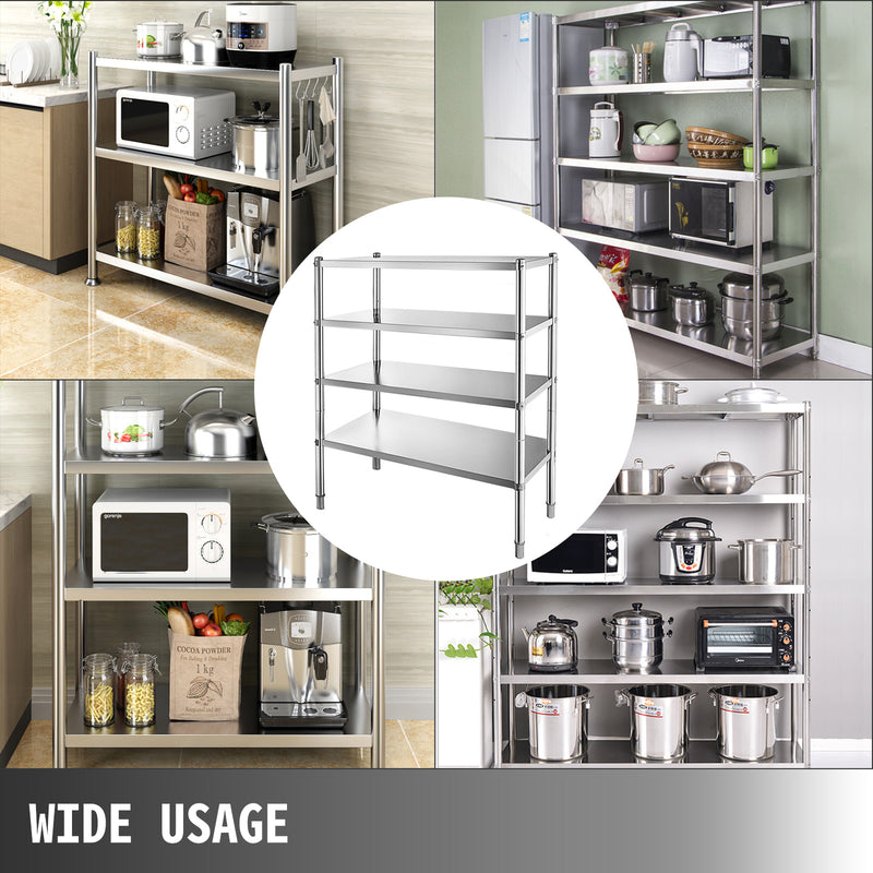 4/5-tier  Stainless Steel Kitchen Shelves Thickened Stable Large Storage Space for Garage