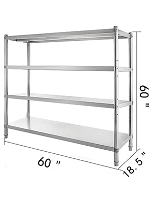 4/5-tier  Stainless Steel Kitchen Shelves Thickened Stable Large Storage Space for Garage