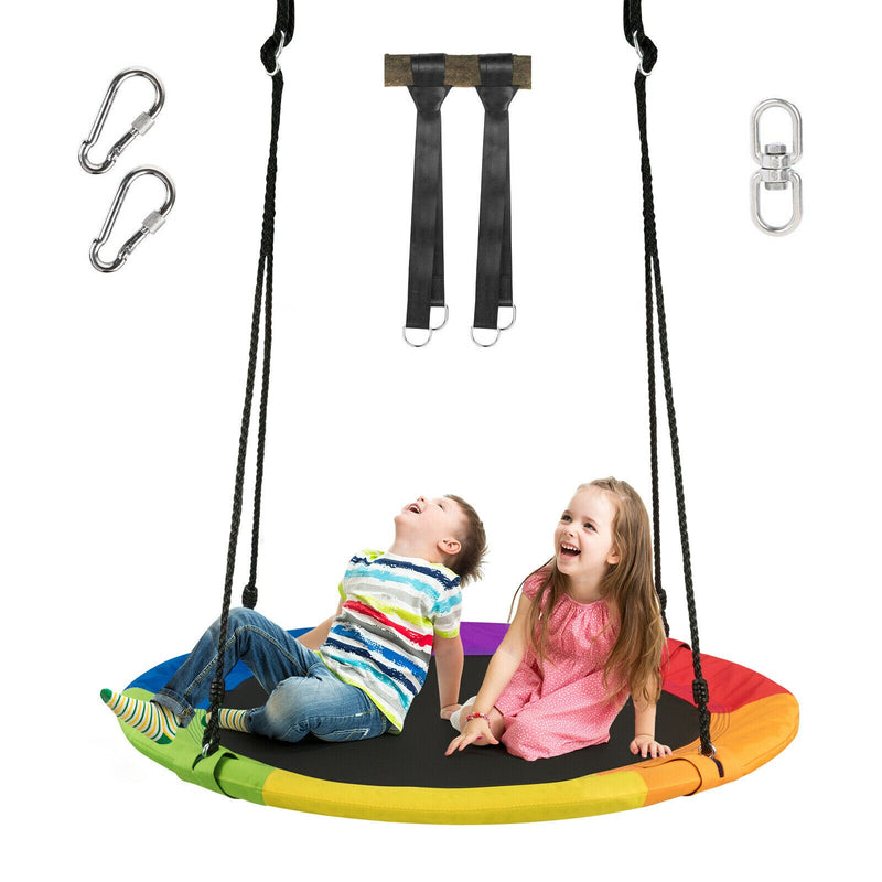 40" 770 lbs Flying Saucer Tree Swing Kids Gift w/ 2 Tree Hanging Straps Colorful
