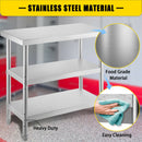 Commercial Stainless  Work Table 2 Shelves Commercial Kitchen Food Prep with Installation Kit
