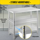 Commercial Stainless  Work Table 2 Shelves Commercial Kitchen Food Prep with Installation Kit