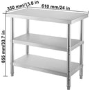 Commercial Stainless  Work Table 2 Shelves Commercial Kitchen Food Prep with Installation Kit