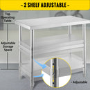 Commercial Stainless  Work Table 2 Shelves Commercial Kitchen Food Prep with Installation Kit