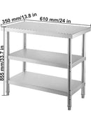 Commercial Stainless  Work Table 2 Shelves Commercial Kitchen Food Prep with Installation Kit