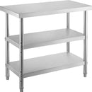 Commercial Stainless  Work Table 2 Shelves Commercial Kitchen Food Prep with Installation Kit