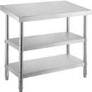 Commercial Stainless  Work Table 2 Shelves Commercial Kitchen Food Prep with Installation Kit