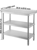 Commercial Stainless  Work Table 2 Shelves Commercial Kitchen Food Prep with Installation Kit
