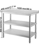 Commercial Stainless  Work Table 2 Shelves Commercial Kitchen Food Prep with Installation Kit