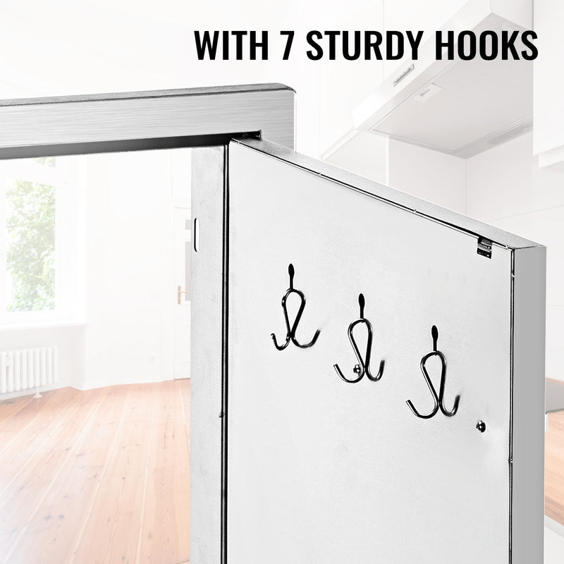 Stainless Steel Double Kitchen Door Magnetic Door W/ Hanging Hook Wear-resistant Cabinet