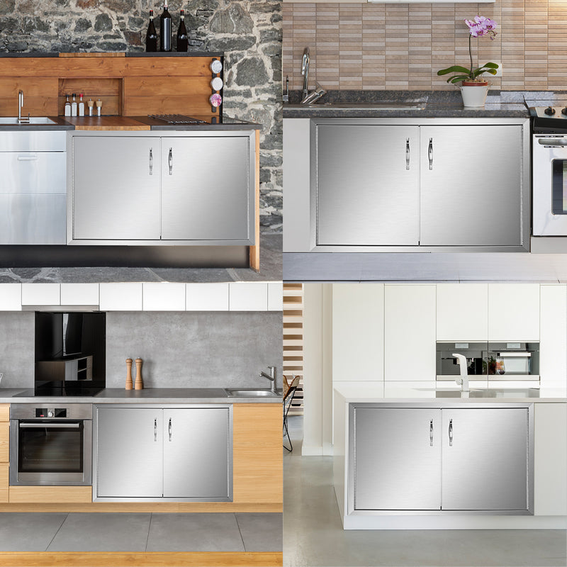 Single/Double Access Outdoor Kitchen Door Stainless Steel Cabinets with Hooks Easy to Install