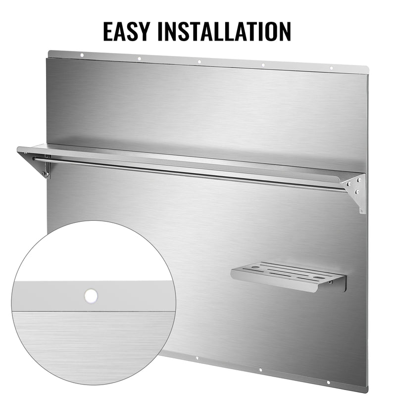 Convenient Firm Simple Structure Range Backsplash 18GA Thickened Shelf Stainless Steel Board