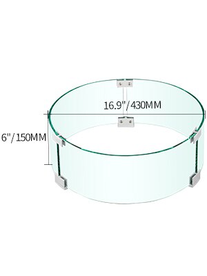 Multi-size Round Outdoor Fire Pit Wind Guard with 6/8 mm Thickness Tempered Glass Clear