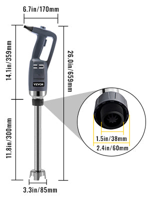 Commercial Immersion Blender Electric Professional Immersion Manual Mixer Variable Speed