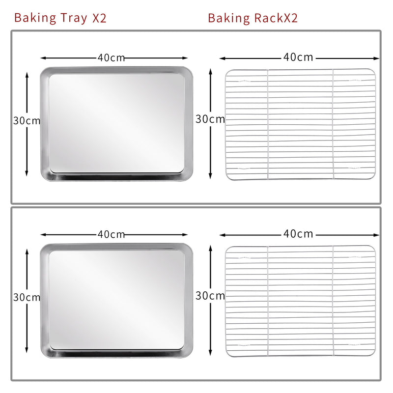 Baking Tray with Rack (2Pans+2Racks) Stainless Steel Non Toxic Baking Pan