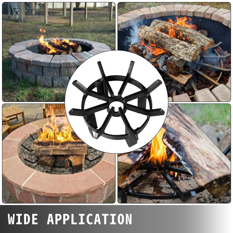 Steel Wheel Fire Grate Campfire Pit Outdoor Wood Stove Stand BBQ Firewood Rack