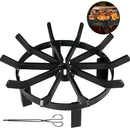 Steel Wheel Fire Grate Campfire Pit Outdoor Wood Stove Stand BBQ Firewood Rack