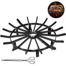 Steel Wheel Fire Grate Campfire Pit Outdoor Wood Stove Stand BBQ Firewood Rack