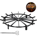 Steel Wheel Fire Grate Campfire Pit Outdoor Wood Stove Stand BBQ Firewood Rack