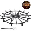 Steel Wheel Fire Grate Campfire Pit Outdoor Wood Stove Stand BBQ Firewood Rack