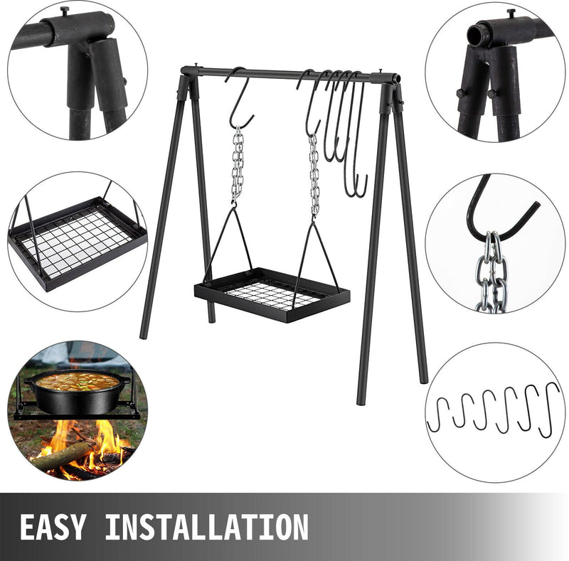 Campfire Cooking Stand Swing Grill Carbon Steel Equipment Easy to Install