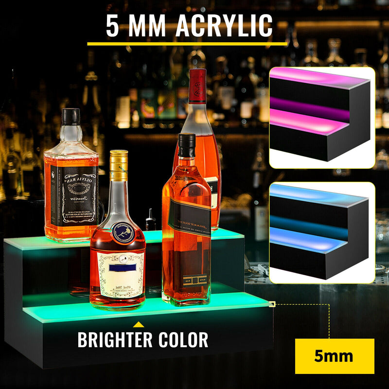 LED Acrylic Lighted Liquor Bottle Display Shelf Bottle Mounted Wine Racks 16/20/24/30/40/60" 2/3