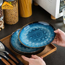 Starry 4/8/12-Piece Dessert Plate Set Vintage Look Ceramic Blue