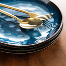 Starry 4/8/12-Piece Dessert Plate Set Vintage Look Ceramic Blue