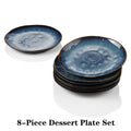 Starry 4/8/12-Piece Dessert Plate Set Vintage Look Ceramic Blue