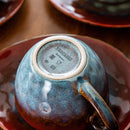 Starry Red Ceramic Coffee Cup and Saucer Set Stoneware