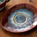 Starry Red Ceramic Coffee Cup and Saucer Set Stoneware