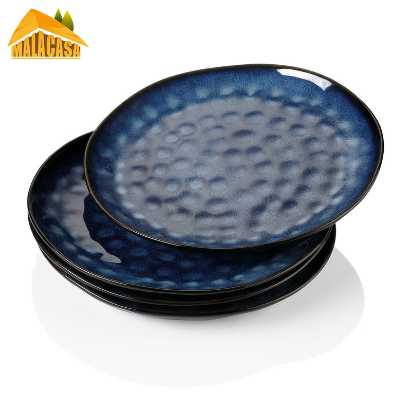 Starry 4/8/12-Piece Dinner Plate Set Vintage Look Ceramic Blue
