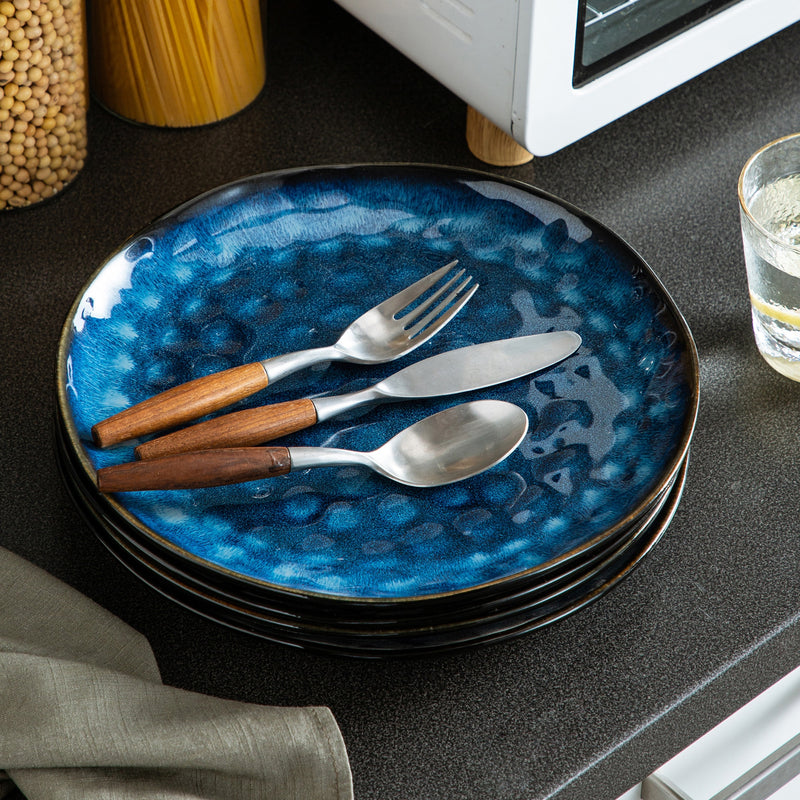 Starry 4/8/12-Piece Dinner Plate Set Vintage Look Ceramic Blue