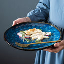 Starry 4/8/12-Piece Dinner Plate Set Vintage Look Ceramic Blue