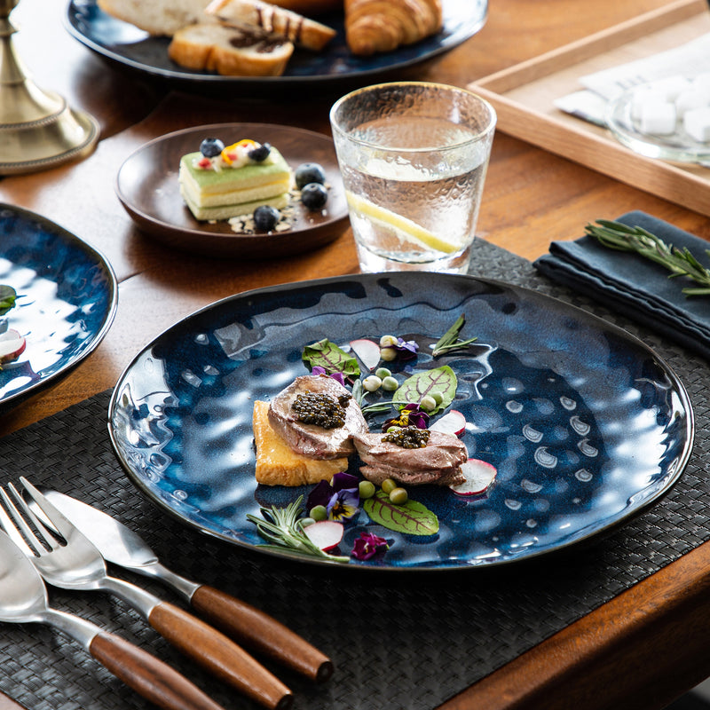 Starry 4/8/12-Piece Dinner Plate Set Vintage Look Ceramic Blue