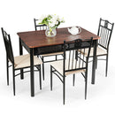 5 Piece Dining Set Wood Metal Table and 4 Chairs Kitchen Breakfast Furniture