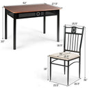 5 Piece Dining Set Wood Metal Table and 4 Chairs Kitchen Breakfast Furniture