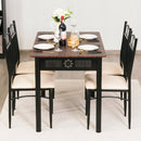 5 Piece Dining Set Wood Metal Table and 4 Chairs Kitchen Breakfast Furniture