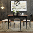 5 Piece Dining Set Wood Metal Table and 4 Chairs Kitchen Breakfast Furniture