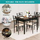 5 Piece Dining Set Wood Metal Table and 4 Chairs Kitchen Breakfast Furniture