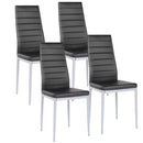 Set of 4 PU Leather Dining Side Chairs Elegant Design Home Furniture Black